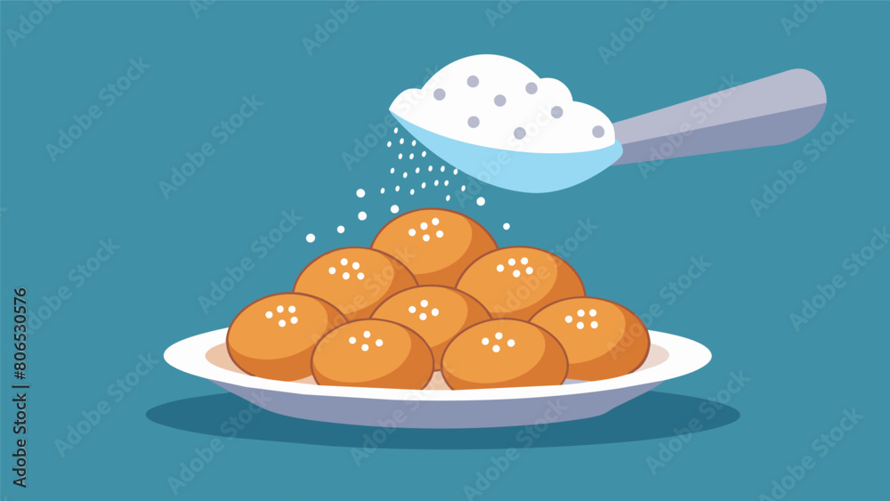 Dusting powdered sugar over a batch of warm beignets reveling in the simple joy of creating soing delicious.. Dusting powdered sugar over a batch of warm beignets reveling in the simple joy of creating soing delicious..