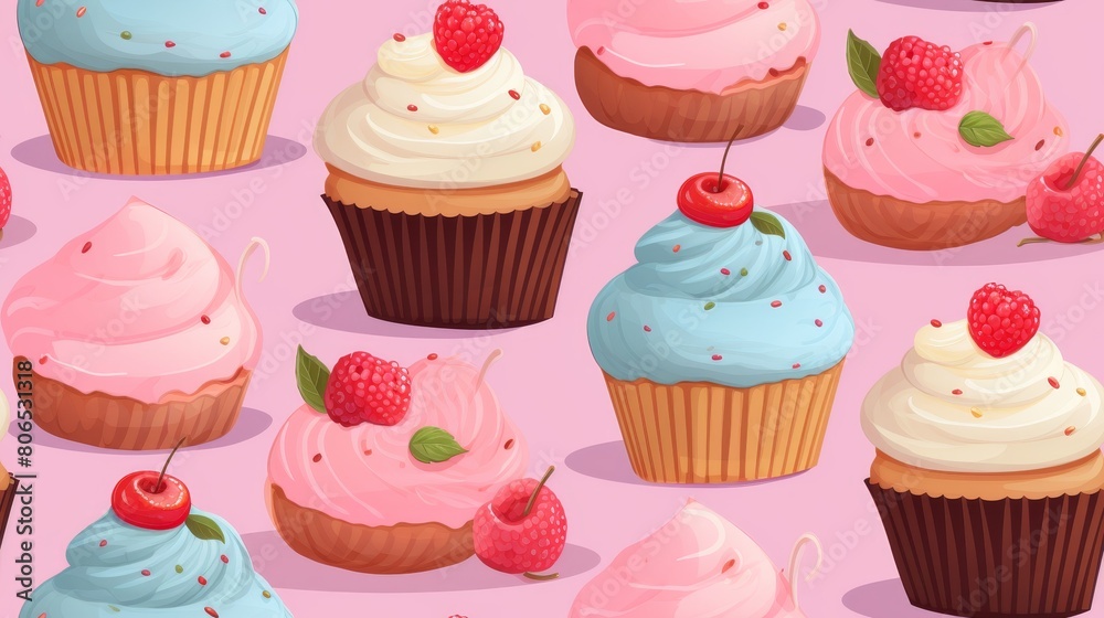 Seamless pattern with cupcakes and donuts Seamless pattern with cupcakes and donuts