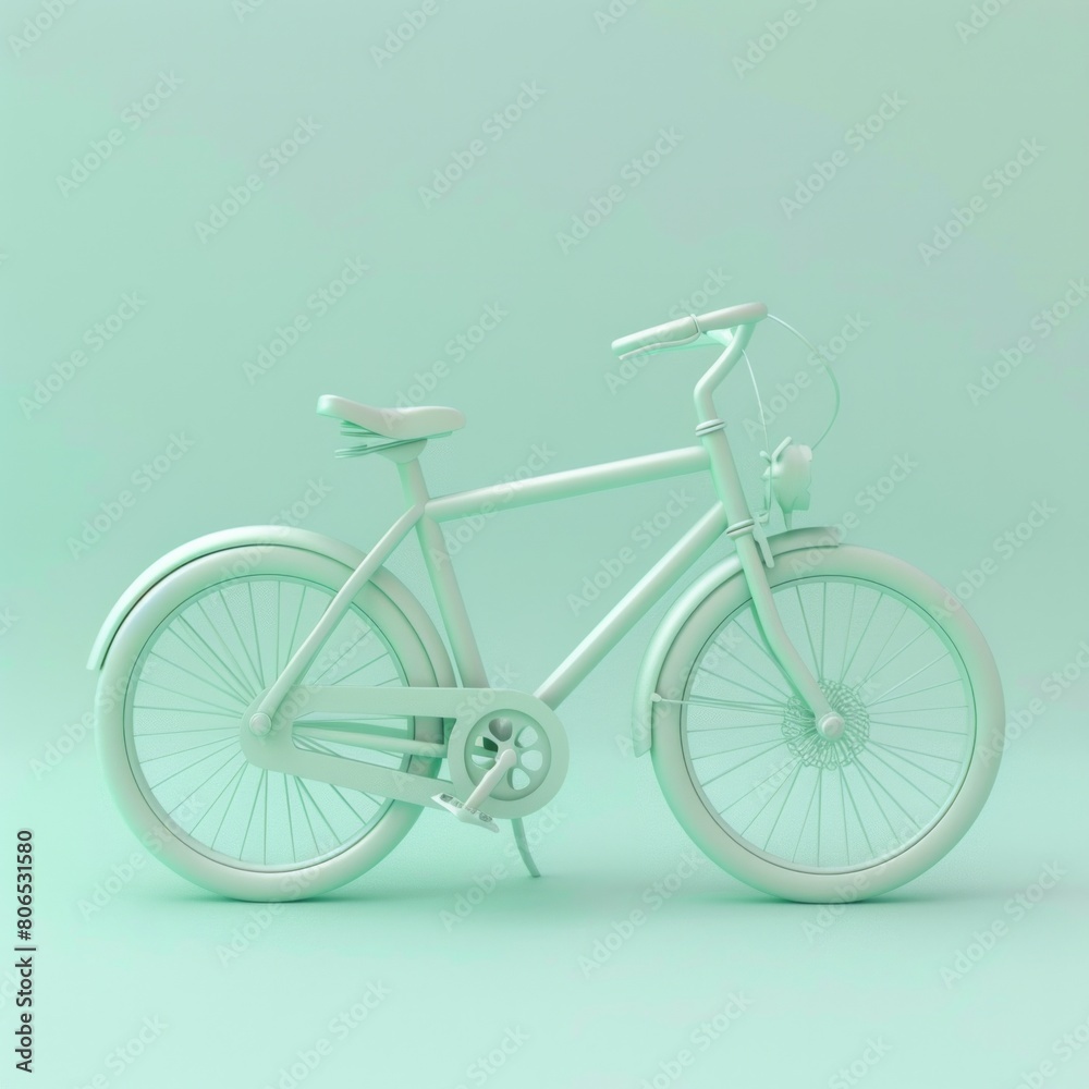 A 3D bicycle icon in a cool mint green, AI Generative A 3D bicycle icon in a cool mint green, AI Generative