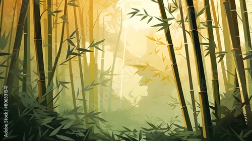Bamboo forest in the morning, panoramic background, banner