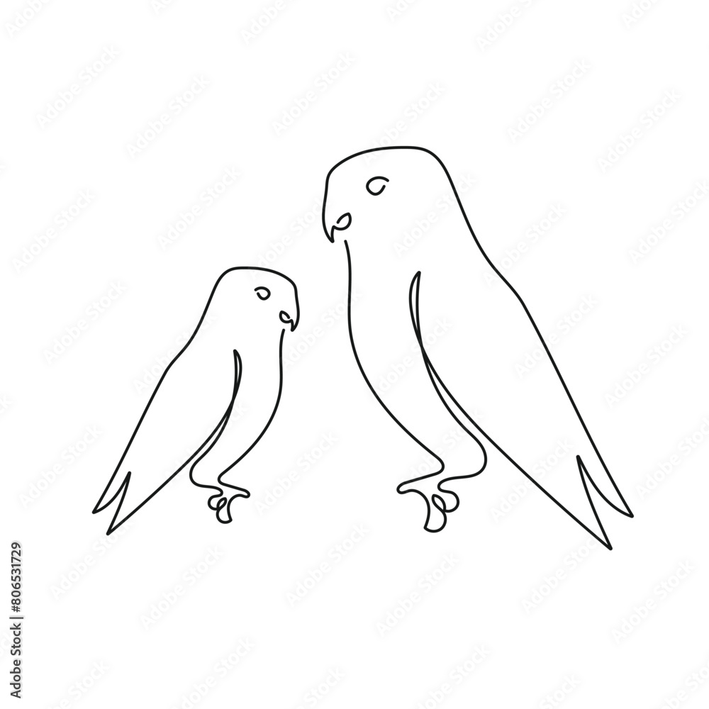 Continuous line parakeet bird white one line drawing. Vector illustration Continuous line parakeet bird white one line drawing. Vector illustration