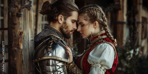 Renaissance Romance: Armored Knight and Lady in Love, Romantic Role Playing, RPG 