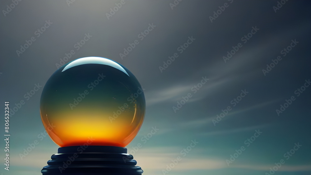 glass sphere on the floor in empty space glass sphere on the floor in empty space