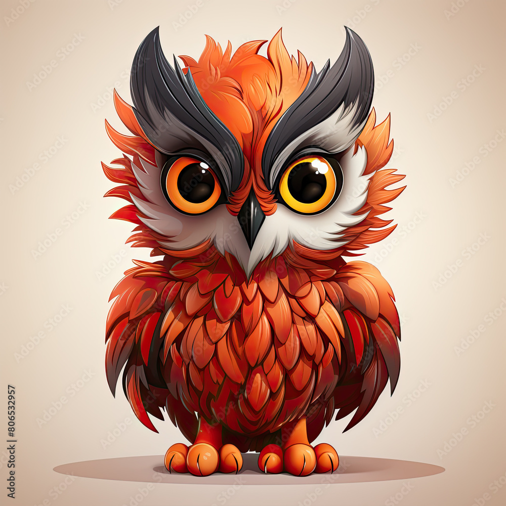 Fototapeta premium Watercolor Ember owl, clipart Illustration, Generative Ai