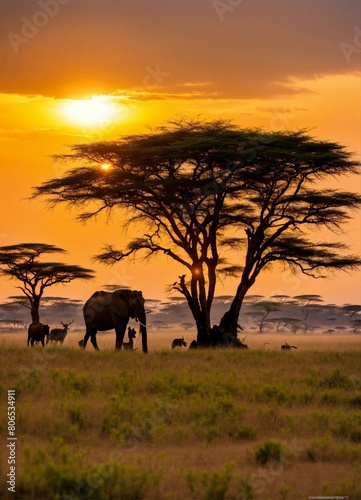 elephants at sunset © Sajid