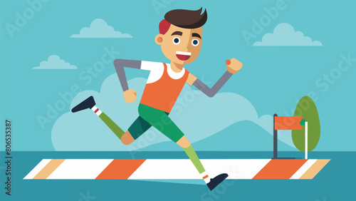 Despite the s and cramps the runner couldnt keep the smile from spreading across her face as she crossed the marathon finish line.. Vector illustration