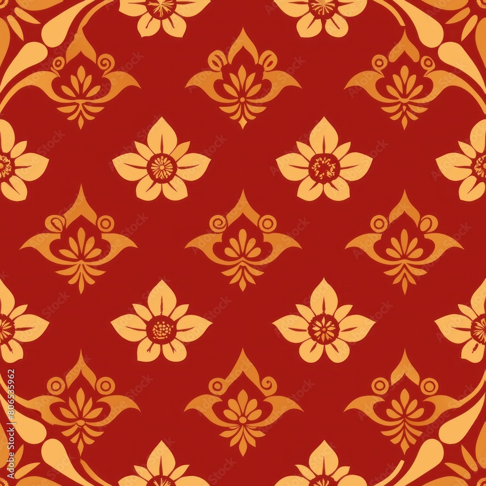 Seamless pattern of intricate patterns and motifs inspired by Kanō school textile designs, perfect for adding a touch of elegance to your wrapping paper, Generative AI Seamless pattern of intricate patterns and motifs inspired by Kanō school textile designs, perfect for adding a touch of elegance to your wrapping paper, Generative AI