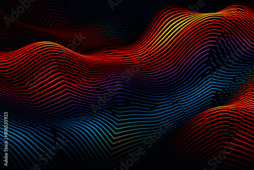 Colourful abstract wave pattern with a dynamic flow and digital art style