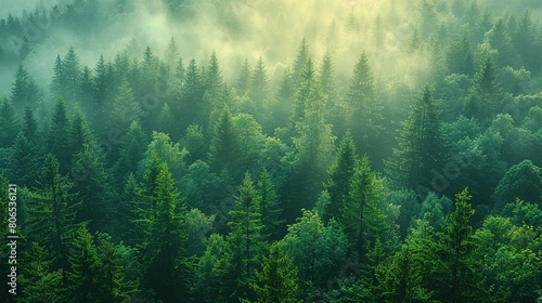 Aerial Arboreal Radiance: Daylight Over the Forest