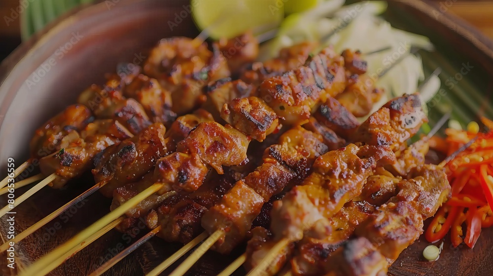 One of the most popular Indonesian specialties is Satay, which consists of seasoned chicken or meat, skewered and grilled, served with peanut sauce