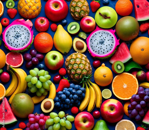 Wallpaper Mural mixed fruits and vegetables pattern Torontodigital.ca