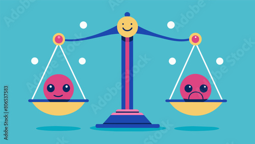 A set of scales with control on one side and emotions on the other representing the balance necessary for emotional mastery.. Vector illustration