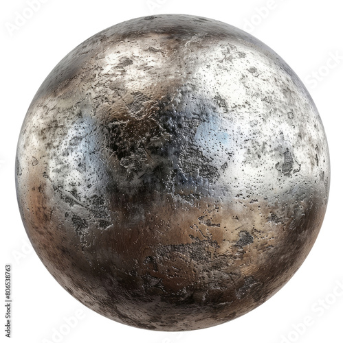 Metal sphere isolated on transparent background