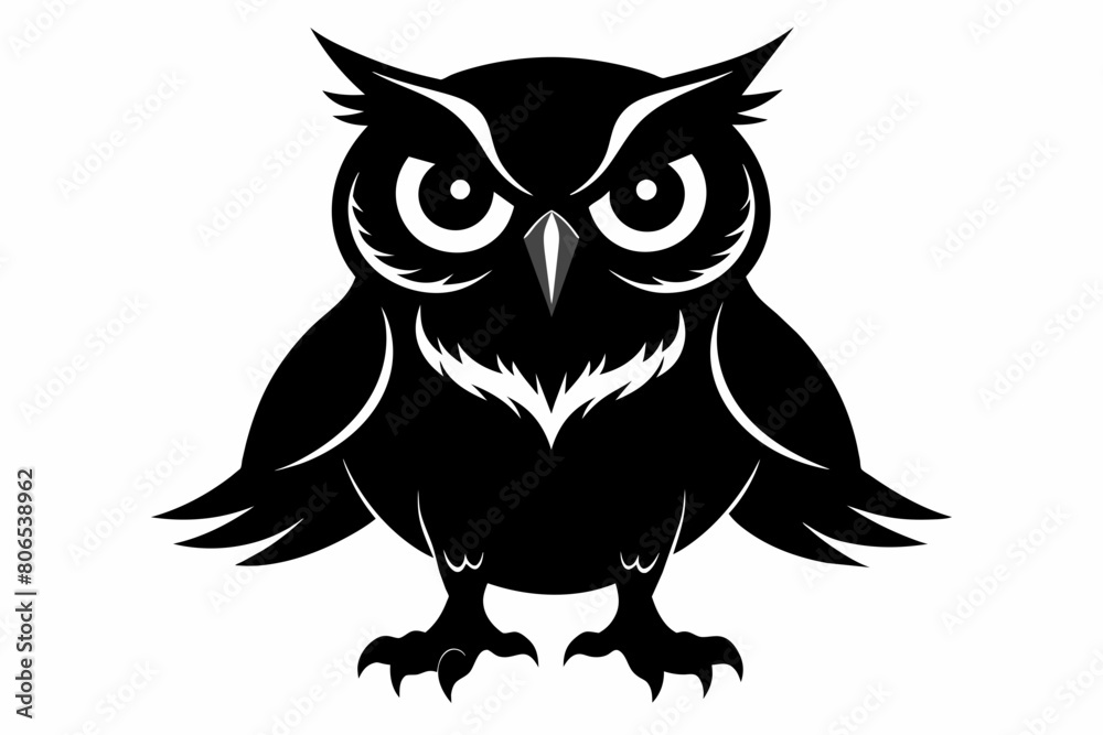 Owl silhouette on white background, Vector illustration, icon, svg, characters, Holiday t shirt, Hand drawn trendy Vector illustration, illustration of a seagull