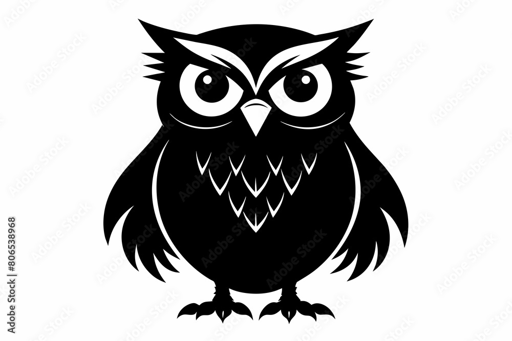 Owl silhouette on white background, Vector illustration, icon, svg, characters, Holiday t shirt, Hand drawn trendy Vector illustration, illustration of a seagull