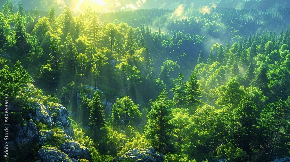Forest Bathed in Sunlight: Aerial Perspective Forest Bathed in Sunlight: Aerial Perspective
