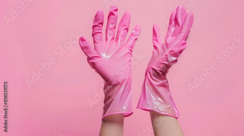 supplies pink cleaning gloves