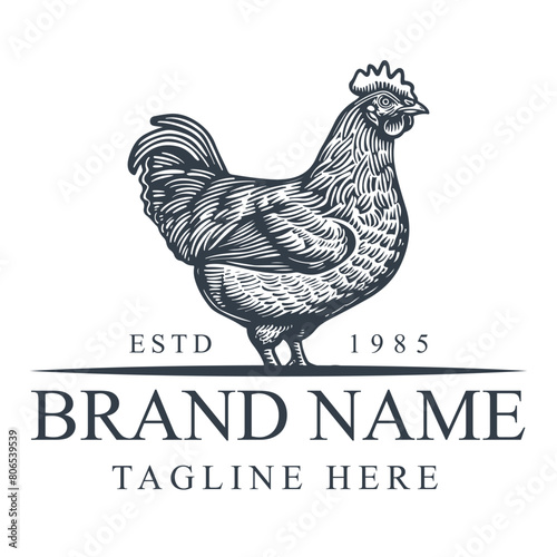 Chicken egg farm vintage logo design vector