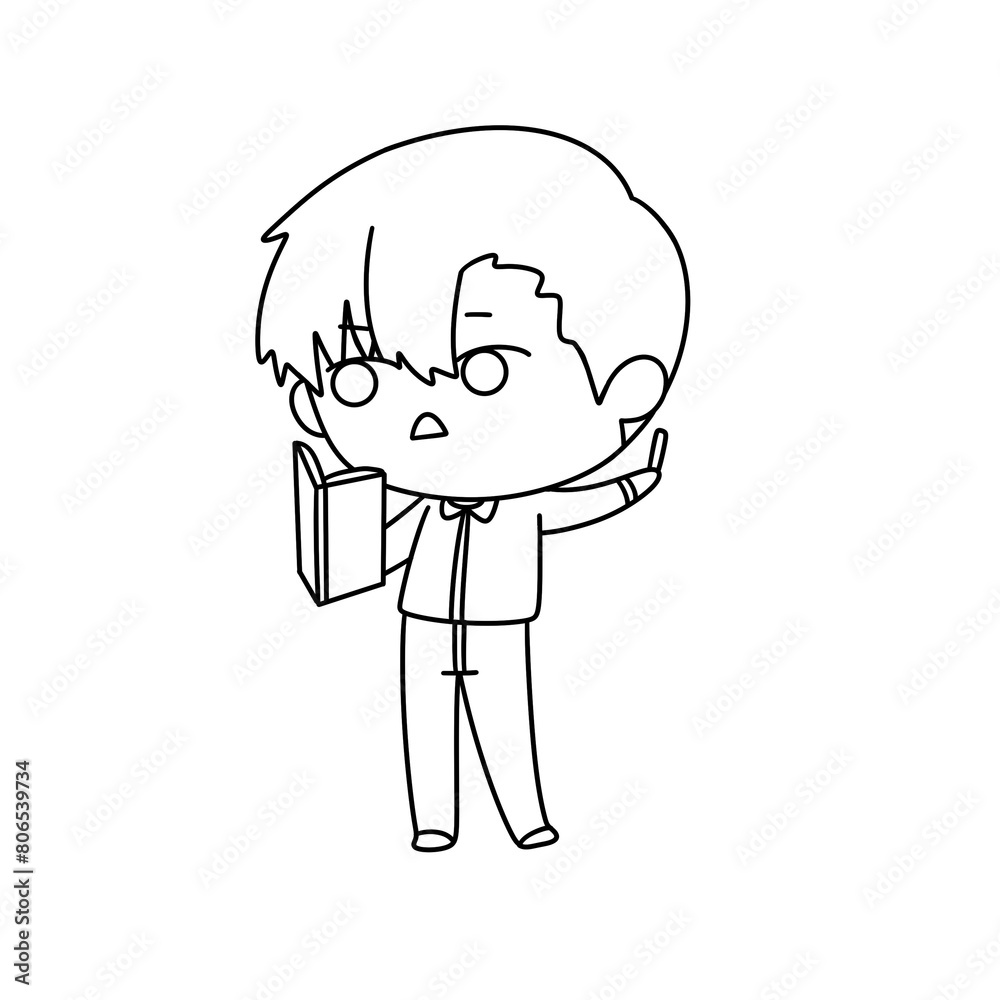A boy is holding a book and is looking at the camera A boy is holding a book and is looking at the camera