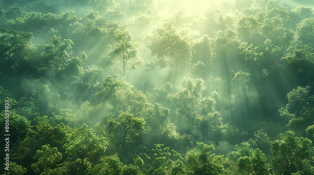 Obraz premium Luminous Canopy: Daytime Sunlight Over Forest