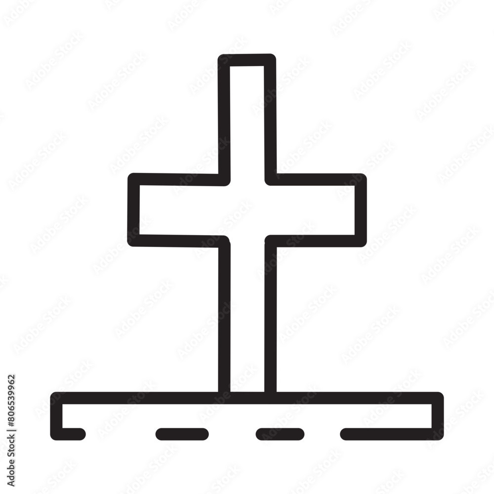 Obraz premium Cross Death Grave Line Icon