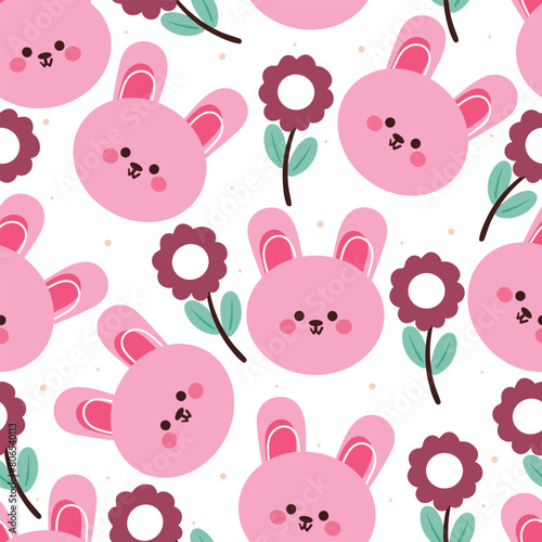 seamless pattern cartoon bunny and flower. cute animal wallpaper for textile, gift wrap paper