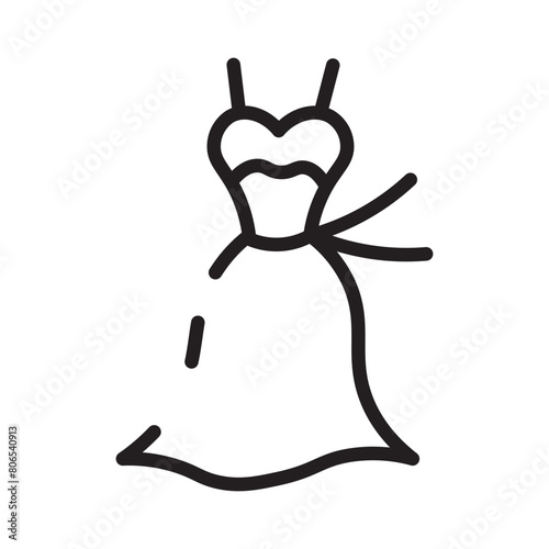 Bridal Bride Dress Line Icon