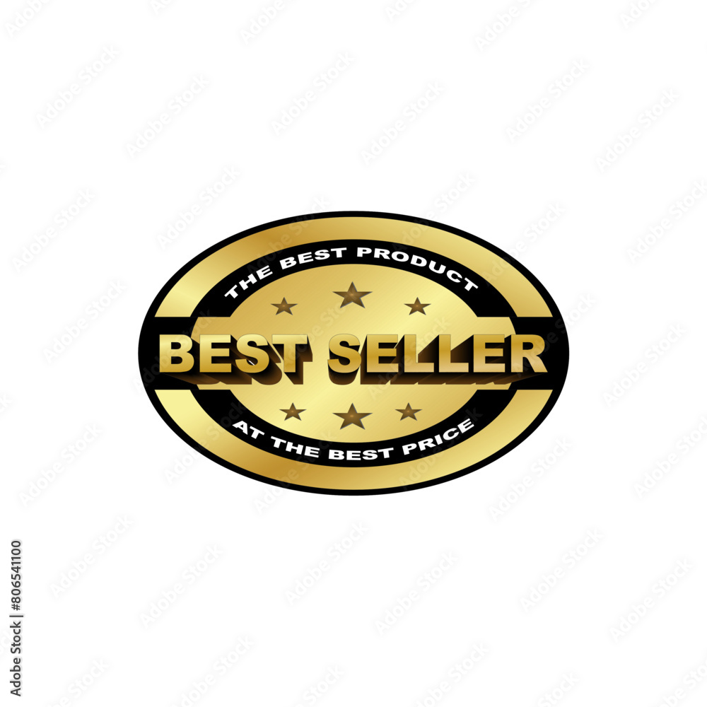 Best Seller icon or logo Stamp with three stars. Decorate product for stimulate demand advertising. Seal banner Vector Template Illustration Design Best Seller icon or logo Stamp with three stars. Decorate product for stimulate demand advertising. Seal banner Vector Template Illustration Design
