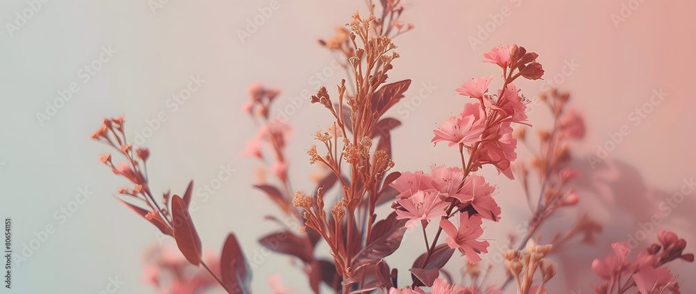 Assorted Blooms Against Pastel Pink Backdrop Assorted Blooms Against Pastel Pink Backdrop