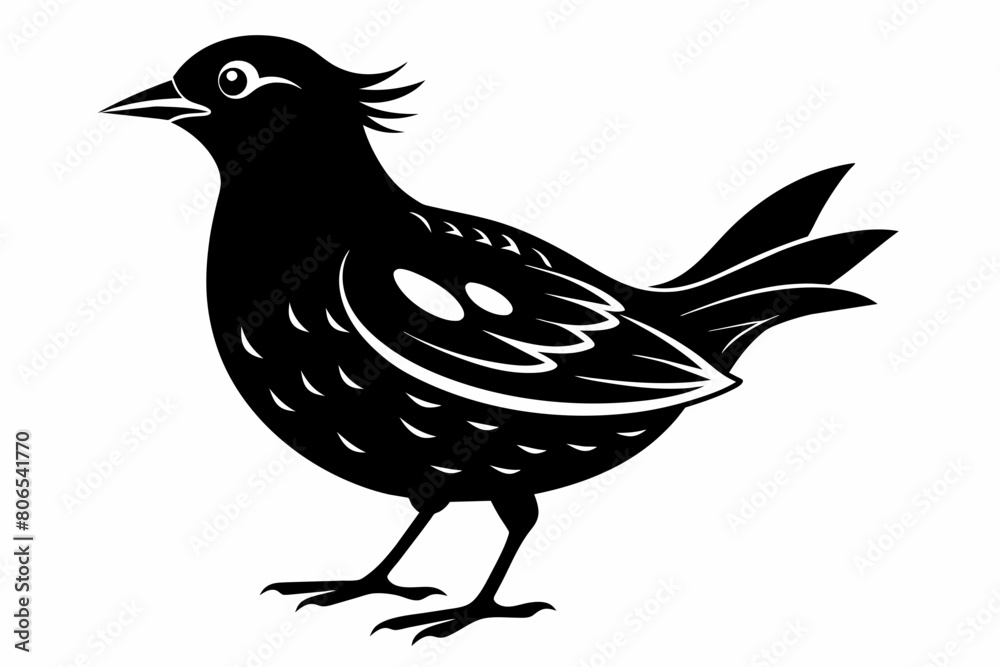 Naklejka premium Lark silhouette on white background, Vector illustration, bird, icon, svg, characters, Holiday t shirt, Hand drawn trendy Vector illustration, crow on a white