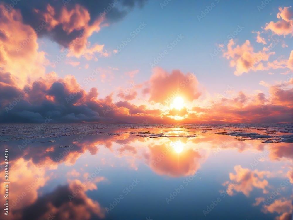 Naklejka premium sunset on the lake