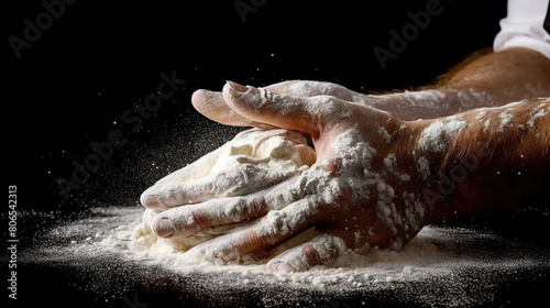 Chef  baker hands in flour