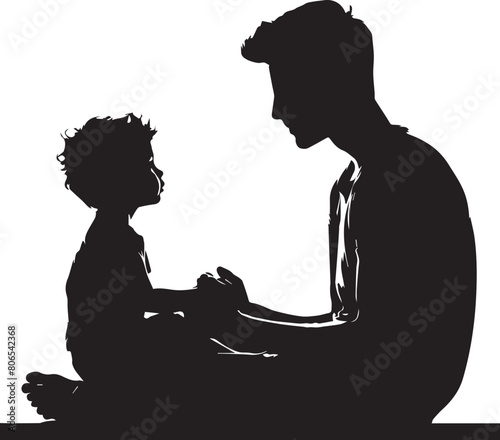 Father and son silhouette isolated on white background. Father's day concept.