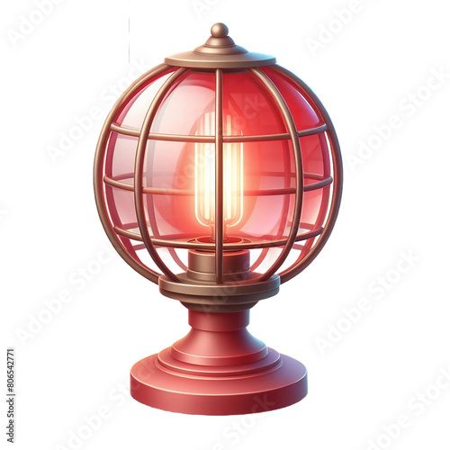 Red lamp isolated on transparent a white background