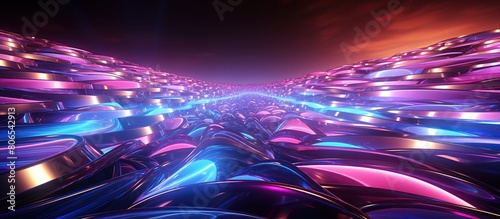 abstract wavy surface with glowing neon lines. Vibrant Digital Currents photo