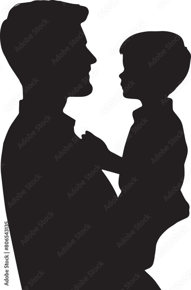 Father and son silhouette isolated on white background. Father's day concept. Father and son silhouette isolated on white background. Father's day concept.
