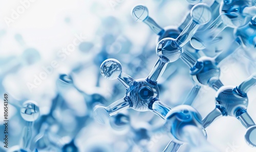 A close up of a blue molecule.