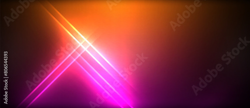 A vibrant beam of magenta and electric blue light pierces through the dark sky, creating a beautiful and colorful pattern reminiscent of an artful lens flare