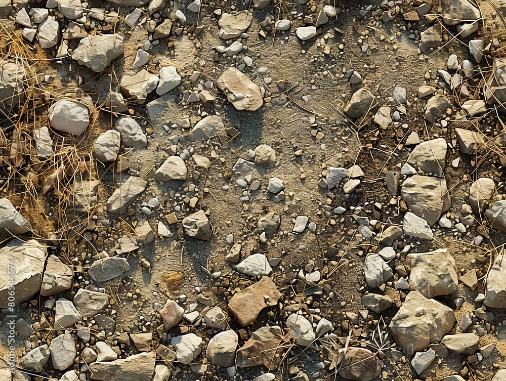 A dirt road with rocks and grass.