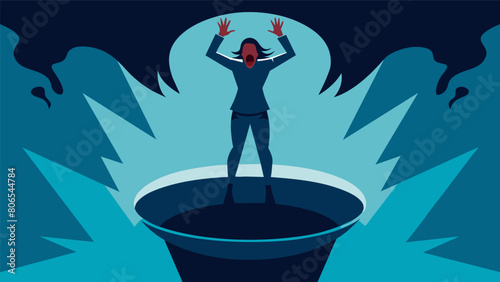 A photograph of a silhouetted figure shouting into a deep empty well representing how voices in an echo chamber may feel powerful but ultimately have.