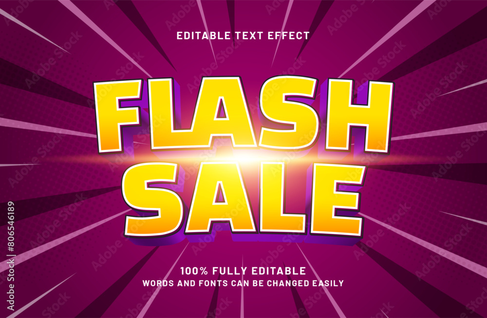 flash sale editable text effect in discount and sale text style