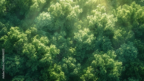 Aerial Arboreal Radiance: Daylight Over the Forest photo