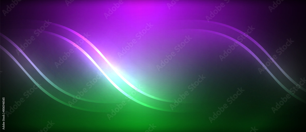 A mesmerizing visual effect of a purple and green wave on a black background with hints of violet and magenta, resembling a cosmic pattern in the sky A mesmerizing visual effect of a purple and green wave on a black background with hints of violet and magenta, resembling a cosmic pattern in the sky