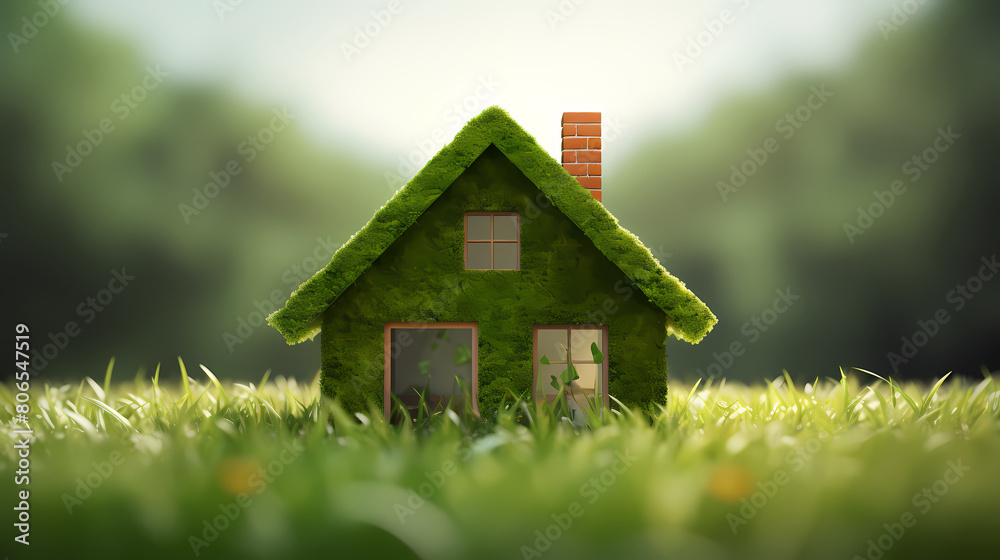 A house made of grass, environmentally friendly and sustainable building concept A house made of grass, environmentally friendly and sustainable building concept
