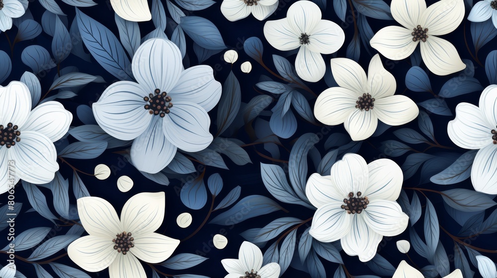 Seamless pattern with flowers and leaves Seamless pattern with flowers and leaves