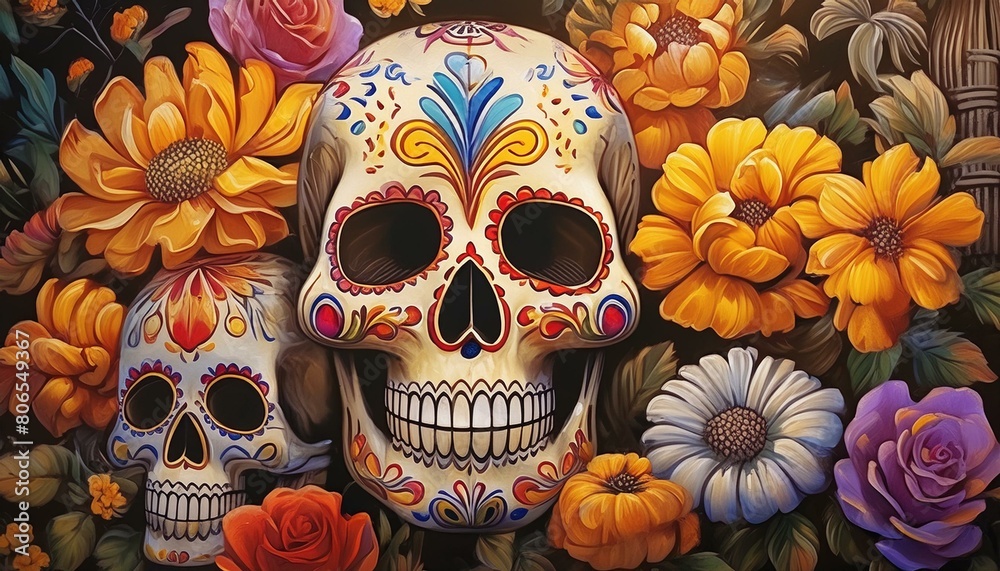 calavera mexicana de día de muertos. (modelo uno)