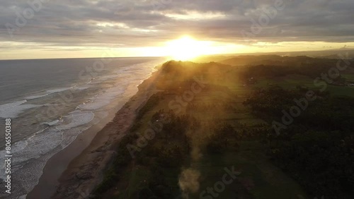 Sunset on the beach using a drone