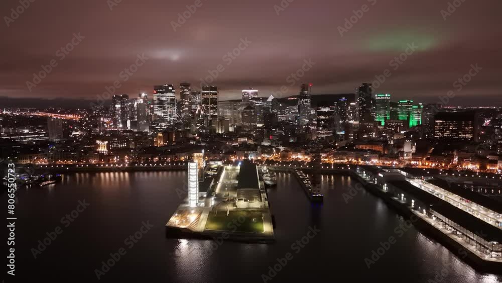 The beautiful Skyline of Montreal Canada by night aerial view - travel photography by drone The beautiful Skyline of Montreal Canada by night aerial view - travel photography by drone