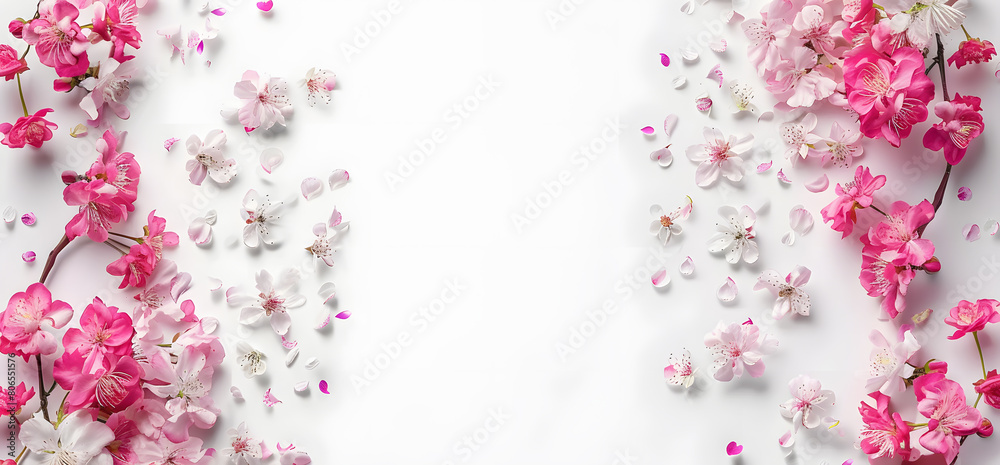 Elegant Pink Blossoms on a Pristine White Background Elegant Pink Blossoms on a Pristine White Background