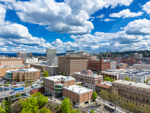 spokane downtown washington aerial city